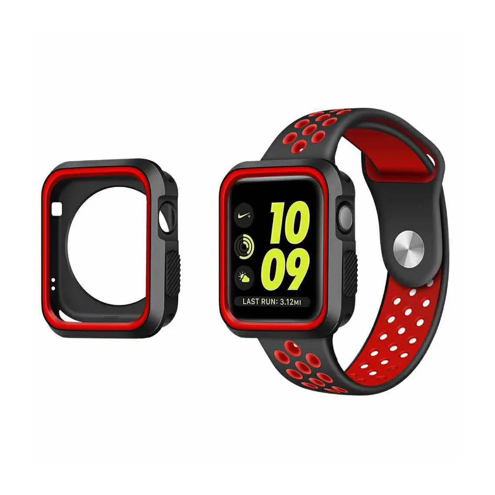 Защитный чехол с силиконовым спортивным ремешком цветной ремешок для Apple Watch iwatch