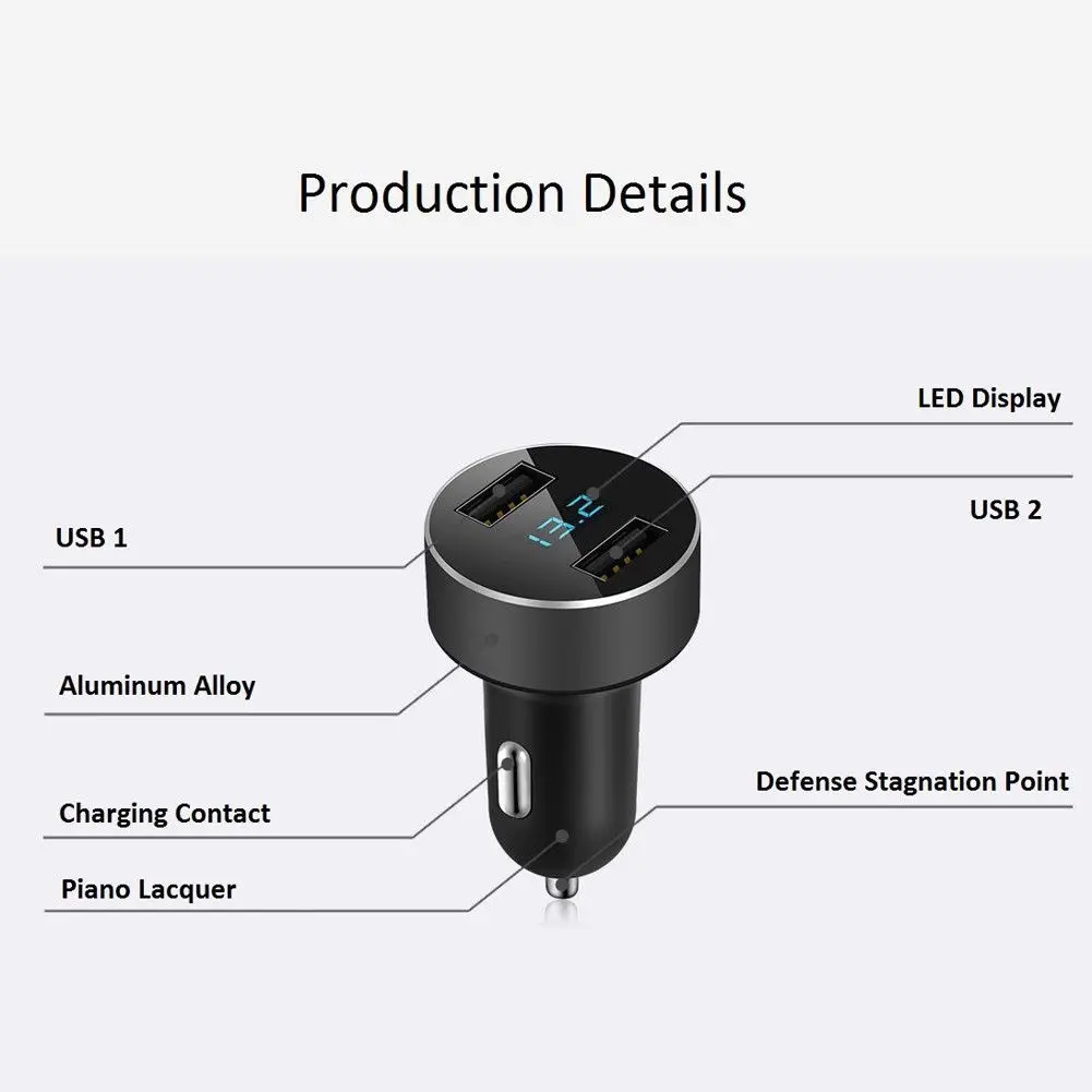 Два порта 3.1A USB Автомобильное зарядное устройство зажигалка 12 В/24 В цифровой светодиодный вольтметр с экраном для Xiaomi samsung S8 IPhone X 8 Plus