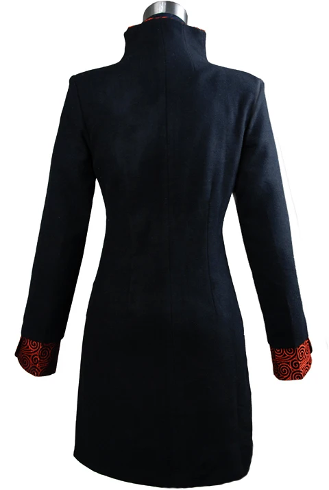 Черная зимняя длинная кашемировая куртка в китайском стиле Размеры S M L XL XXL XXXL 4XL