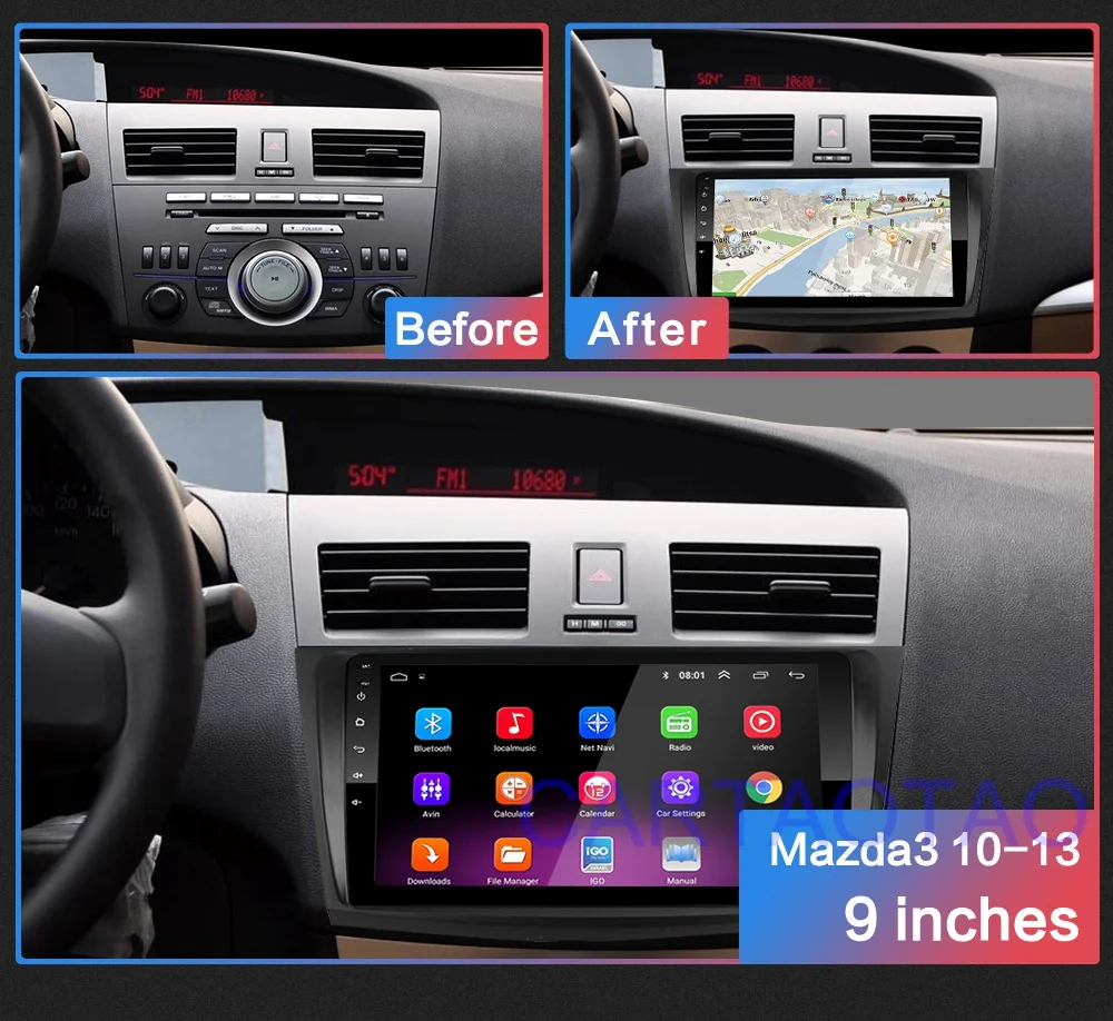 2G+ 32G " 2din Android 8,1 GO автомобильный Радио gps навигация wifi Bluetooth плеер карта для Mazda 3 2004-2013 автомобильный dvd-плеер