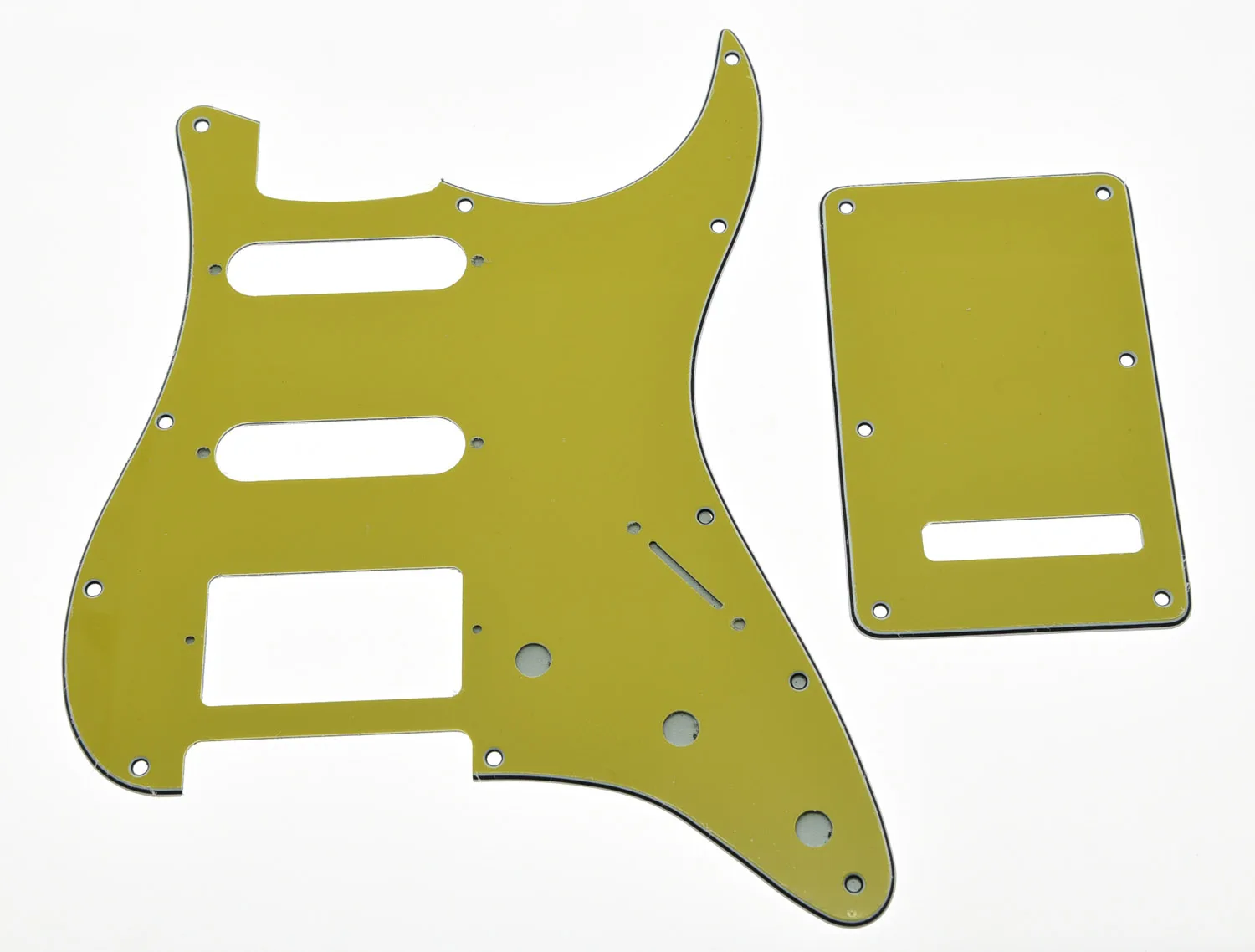 

KAISH ST HSS Pickguard, Back Plate Cover w/ Screws Pure Yellow 3 Ply Fits for Fender for Strat