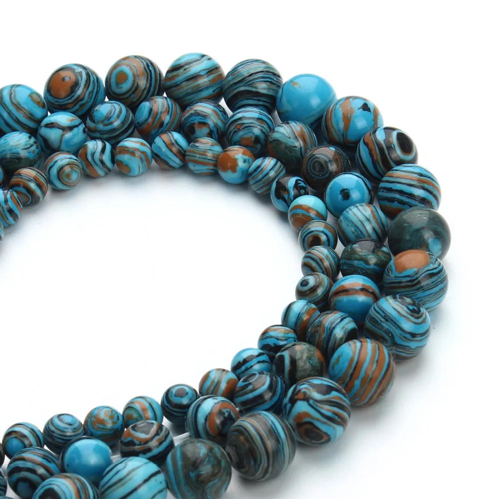 1 нитка 6/8/10 мм бусины из натурального камня в синюю полоску малахитовый кварцевый