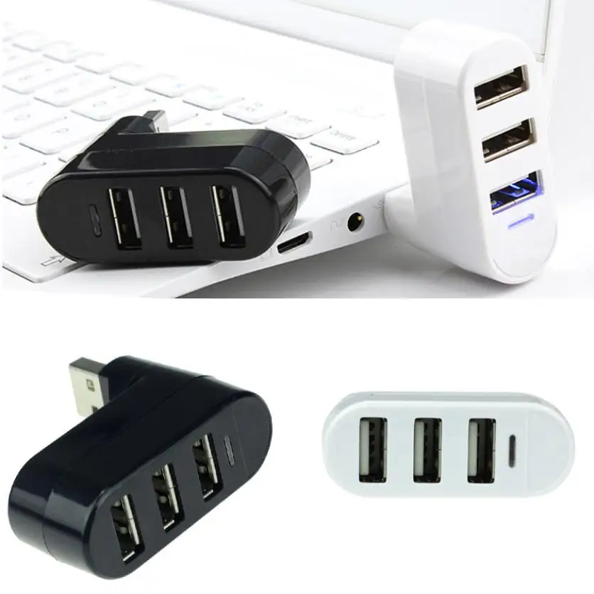Лучшая цена 3 портовый КОНЦЕНТРАТОР USB 2 0 поворотный мини концентратор для ПК