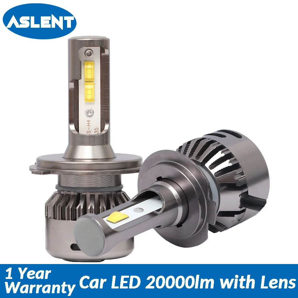 Aslent Новый H7 светодиодный объектив 55 Вт/лампа 20000LM 6500 LED Canbus Error Free H4 H11 H8 H1 HB3 9005 HB4 9006
