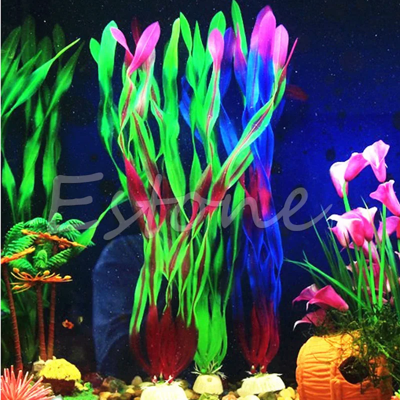 Искусственный аквариум искусственный длинный лист зеленая вода пластик