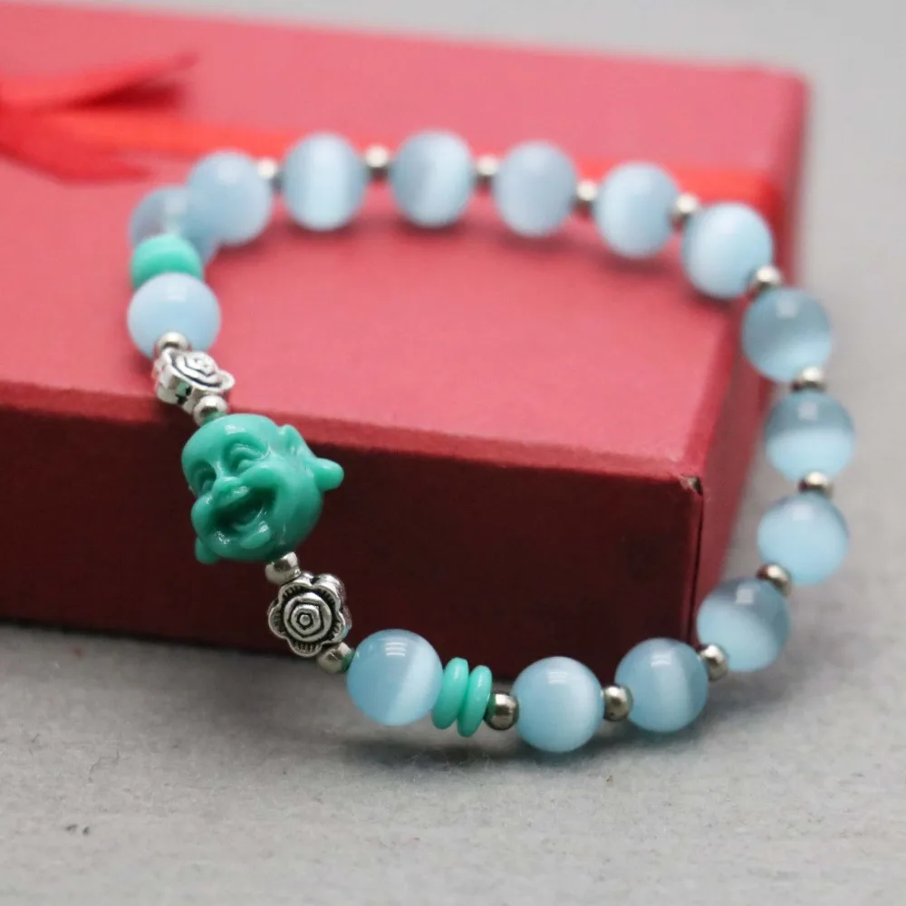 В этническом стиле небесно-голубой &quotкошачий глаз&quot из опала бисер камень