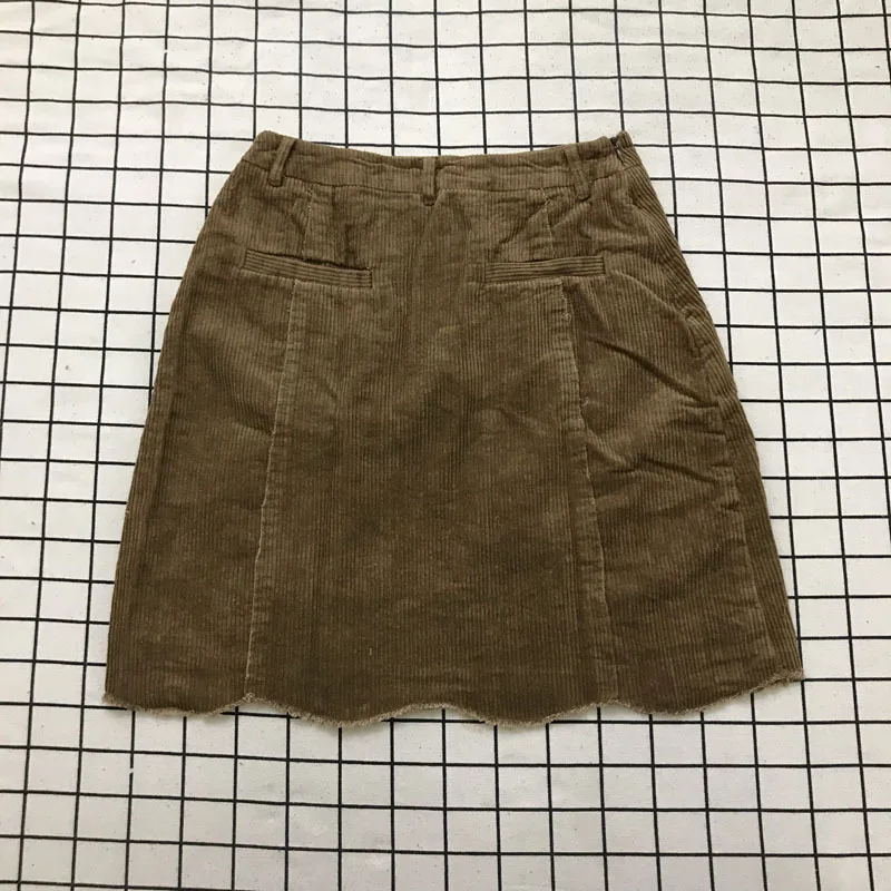

2019 love pocket Corduroy Skirt Skater High waist Package Hips A-line Mini Short Skirt Q10