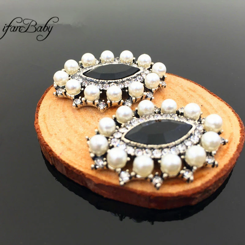 

Alloy Buttons For DIY Accessories flat back metal pearl button