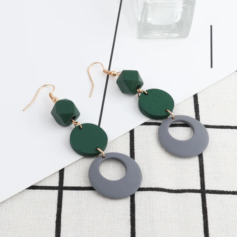 Tenande Maxi Handmade Tribal Jewelry Big Beads Geometric Circles Map Dangle Earrings for Women Vintage Retro Boucle d'oreille |