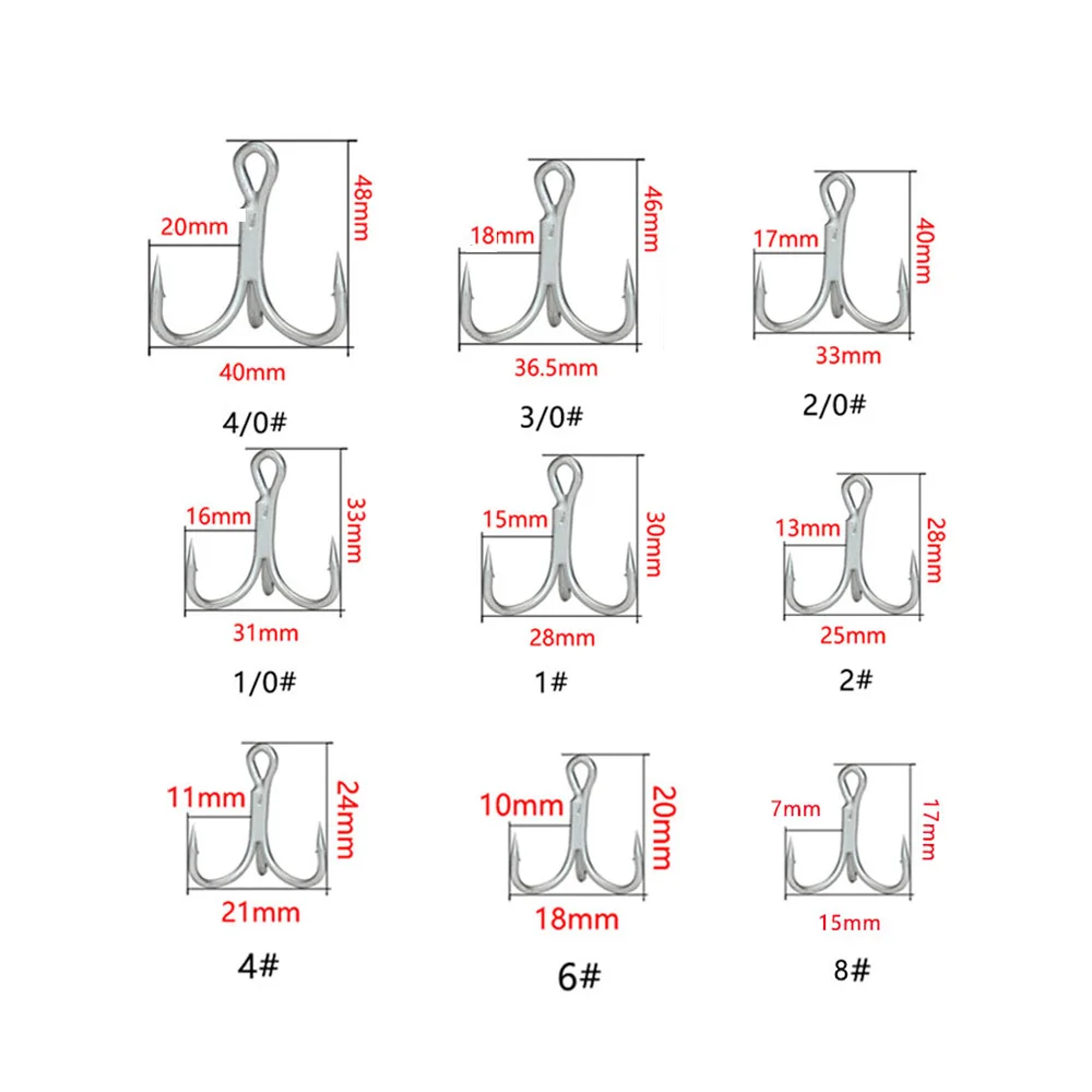 Balleo 5/10PCS Sharp quadruple reinforced triple anchor hook Treble three fishing hooks 4X times lure three fork three claw hook