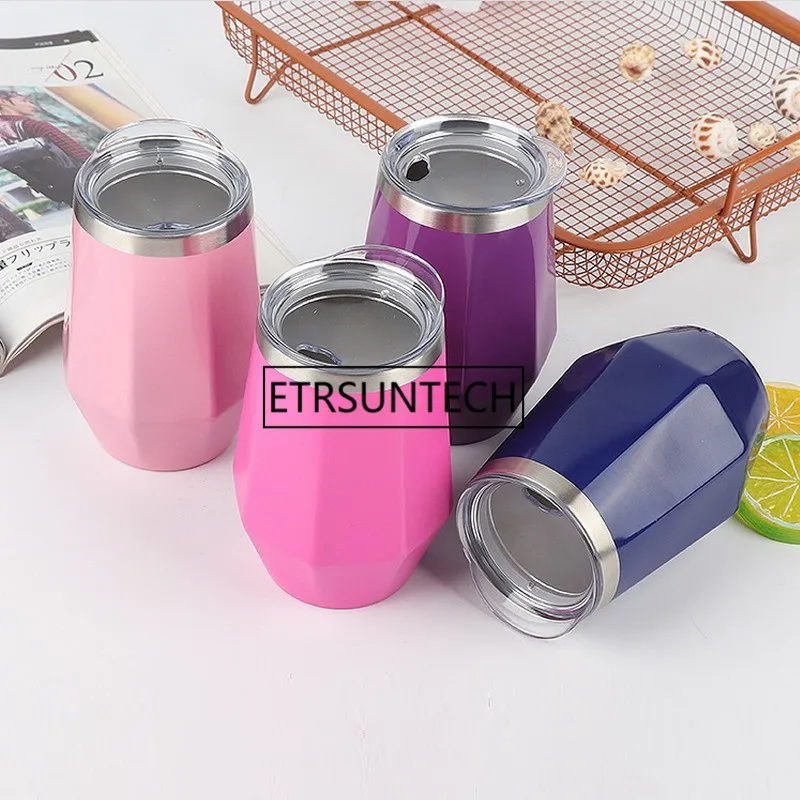 12oz Diamond Egg Cups Wine Tumbler Double Wall Stainless Steel Beer Vacuum Insulated mug drinking coffee Red | Дом и сад