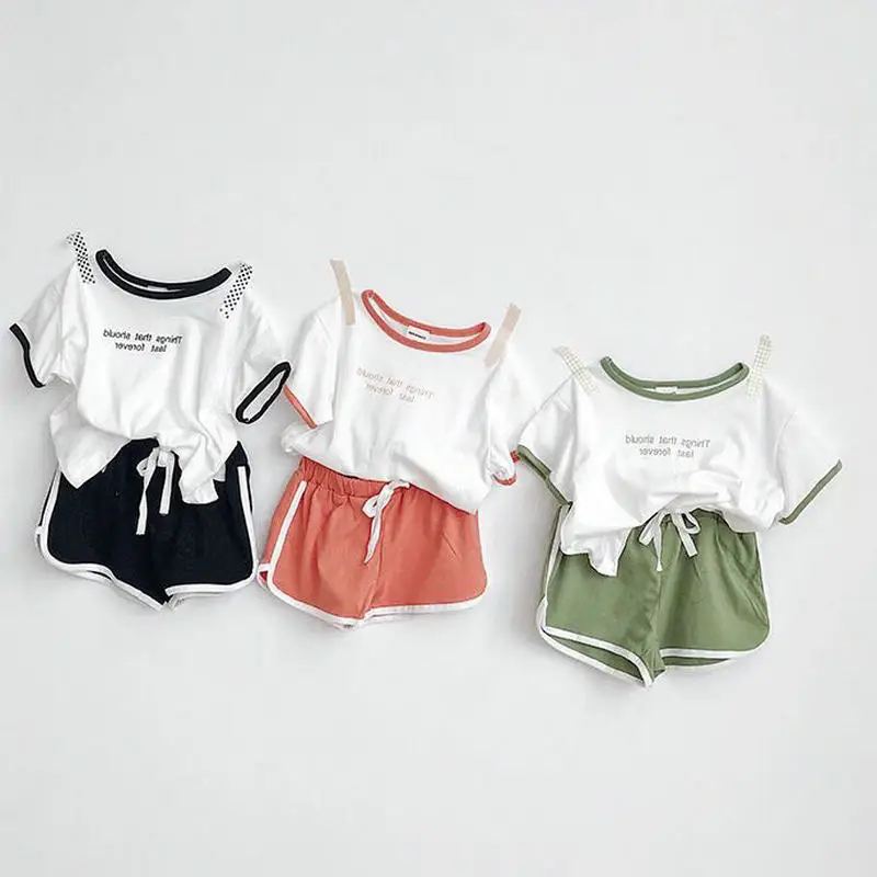 Cotton kids clothes boys summer baby boy 2pieces tracksuit tshirt+shorts girls clothing set children outfit sets | Детская одежда и
