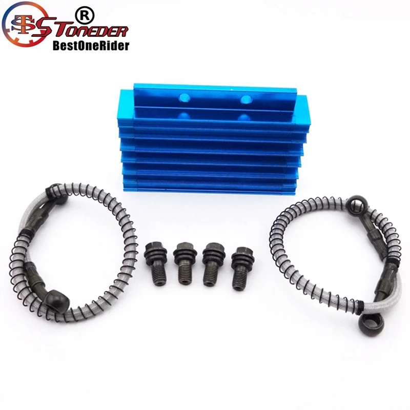 Синий токарный Алюминиевый масляный радиатор с ЧПУ для Pit Dirt Motor Bike Motorcycle 125cc 140cc