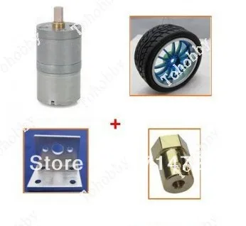 

Free Shipping Robot smart car rubber wheel dc gear motor kit with motor bracket and motor connector coupler (2pcs/pack)