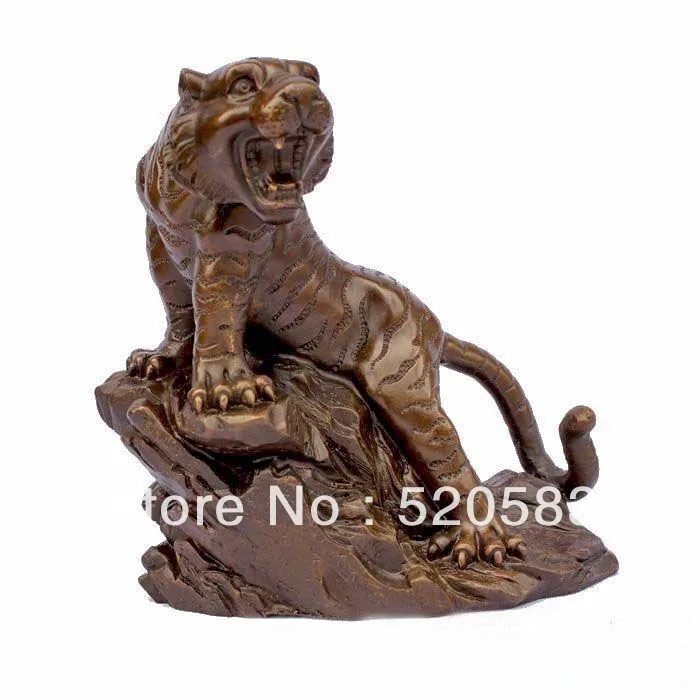 Бронзовые животные скульптура тигр на холме Статуя Фигурка кофейного цвета 6 &quotH