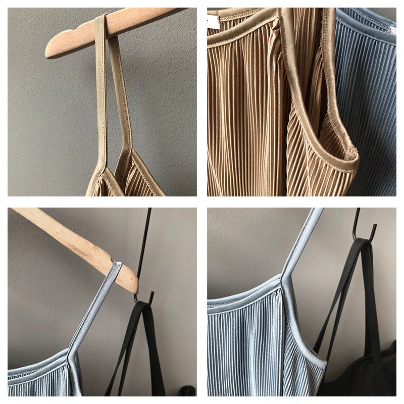 New Summer Women Beach Maxi Dress Casual Loose Sleeveless V-neck Sling Long Dress Elegant Solid pleated Party Dresses Vestidos