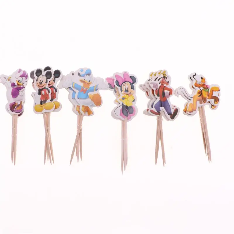 24pcs 24 шт. мультфильм микки тема Минни Мауса кекс Топпер украшения торта День рождения украшения дети ребенок душ вечерние принадлежности - Цвет: 24pcs