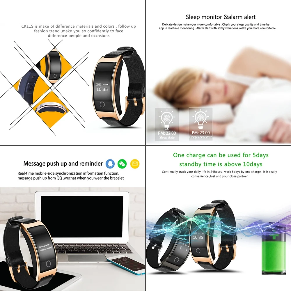CK11S Smart Watch Bracelet Blood Pressure Heart Rate Monitoring Pedometer Fitness SmartWatch for Android IOS Nice PK CK11 F1 A09 |