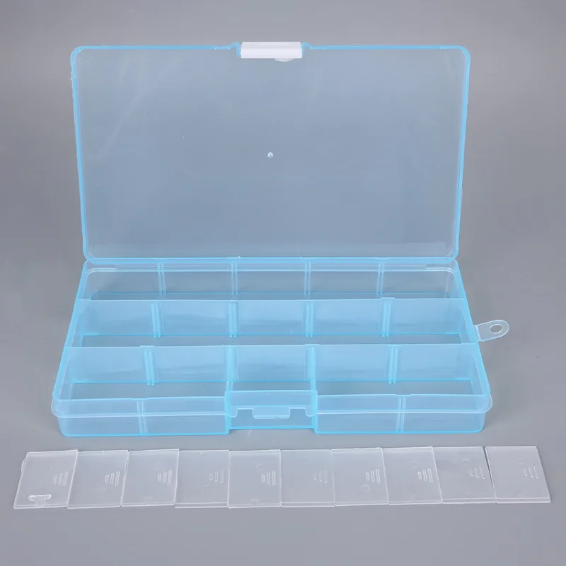 Пластиковый Регулируемый Прозрачный чехол для хранения колец и сережек 15 ячеек |