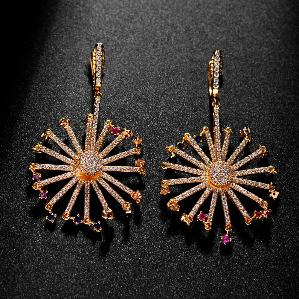 

Bilincolor Round Circle Cubic Zirconia Drop Fashion Earrings for Women 2019 Statement