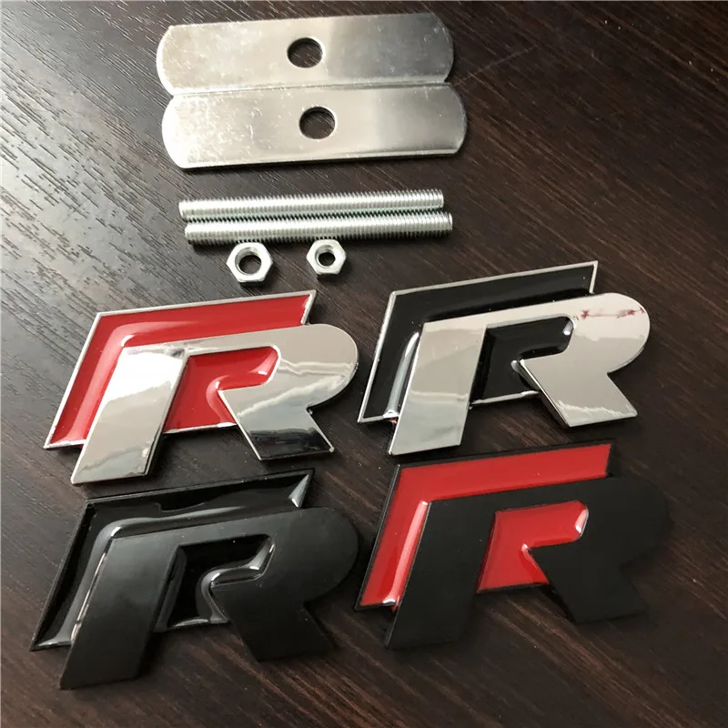 5X 3D R логотип автомобиля Передняя решетка Стикеры эмблема значок для VW Tiguan CC Golf 6