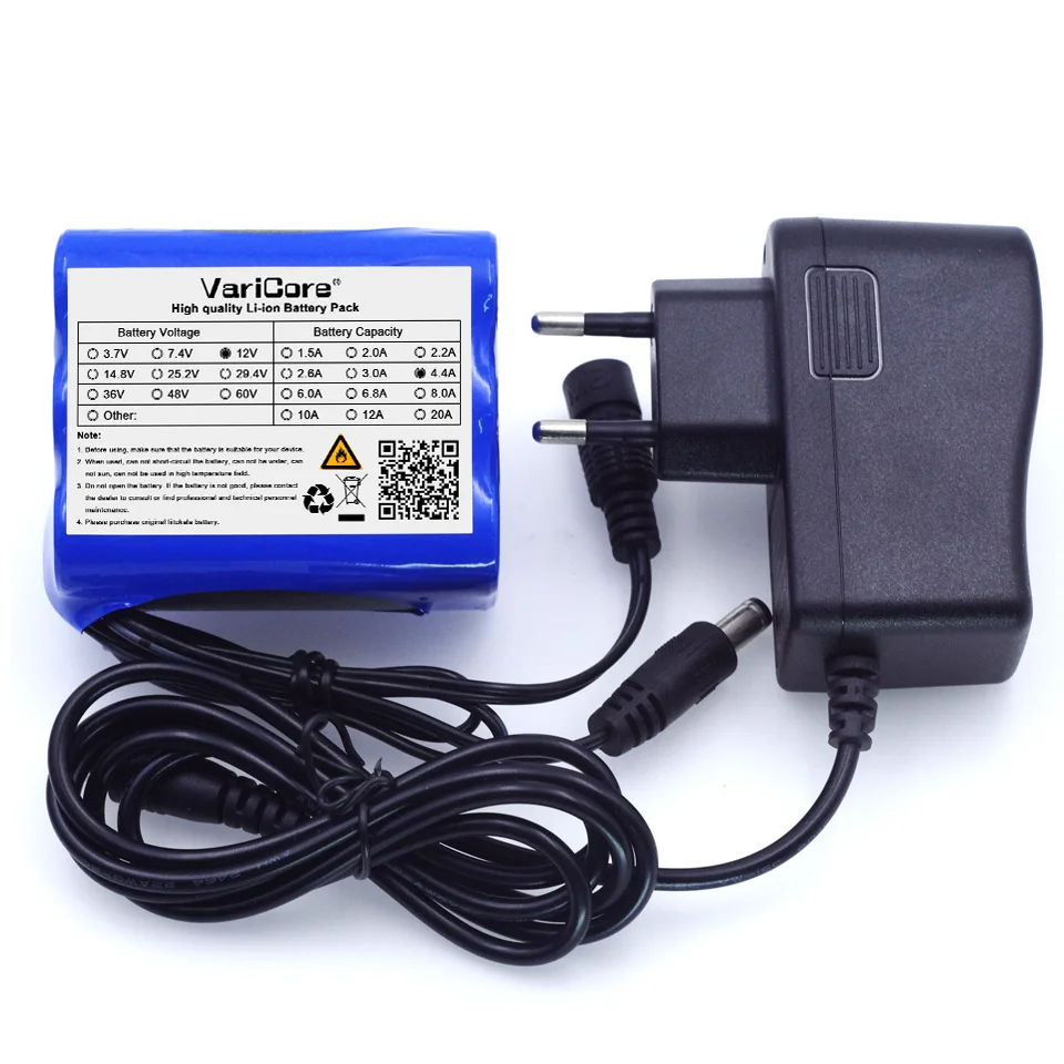 

12 b 4.4 Ah 4400 mAh 18650 12.6 V + PCB; Lithium Battery Battery protection + 12V1A chagrer (EU / US)