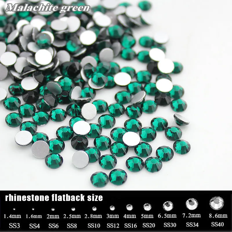 SS4 SS34 Malachite зеленые стеклянные кристаллы стразы для дизайна ногтей не горячая