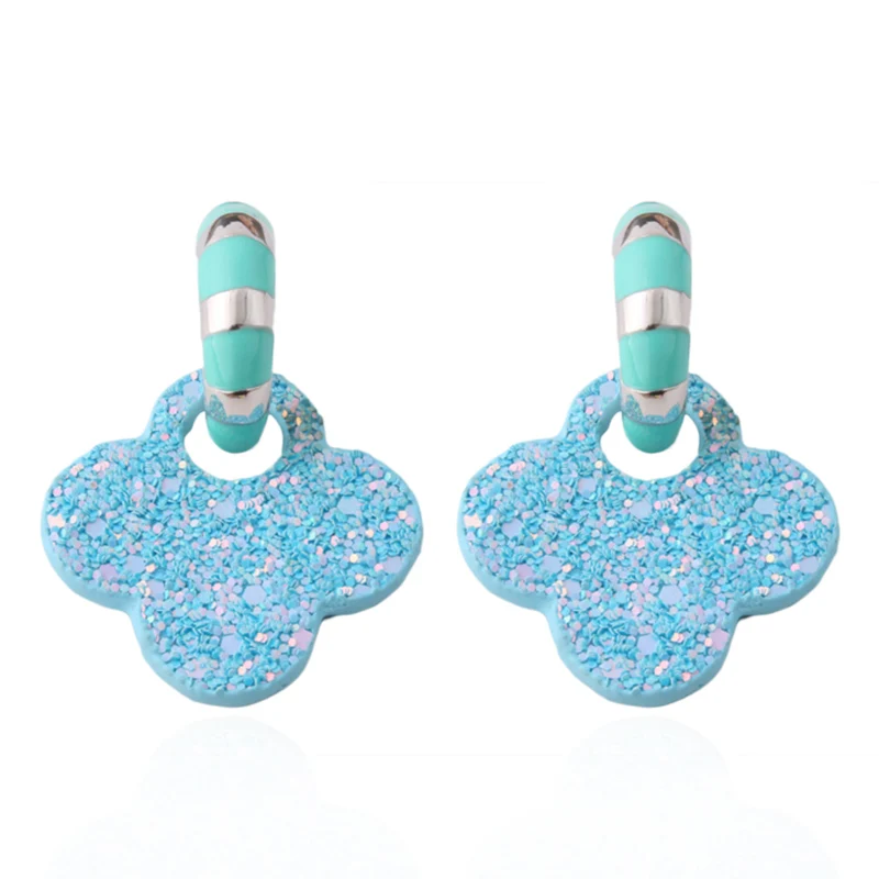 Кожаные серьги NeeFu WoFu флуоресцентные большие геометрические с желтым