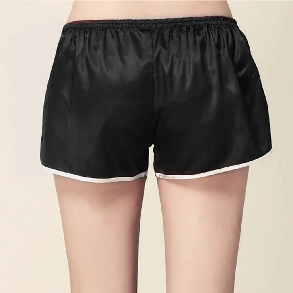 Женские штаны для сна модные повседневные однотонные атласные шорты на шнуровке