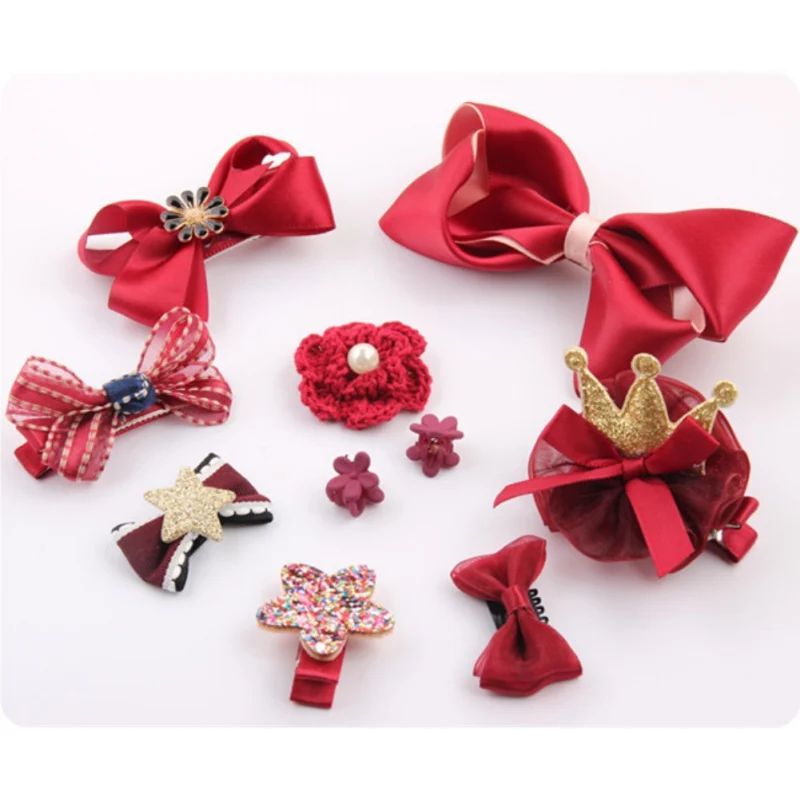 

Cute Baby headband 18Pcs Children Hair Accessories Fabric Bow Flower Hairpins Barrettes Hair clips Girls Headdress Gift