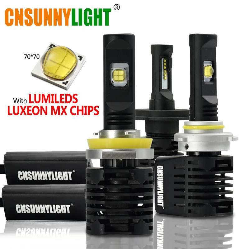 CNSUNNYLIGHT P8S Canbus светодиодный лампы для автомобильных фар H7 H11 9005 9006 H4 D1 w/LUMI светодиодный S MX70 чипы 14000лм 5700K без ошибок авто лампы