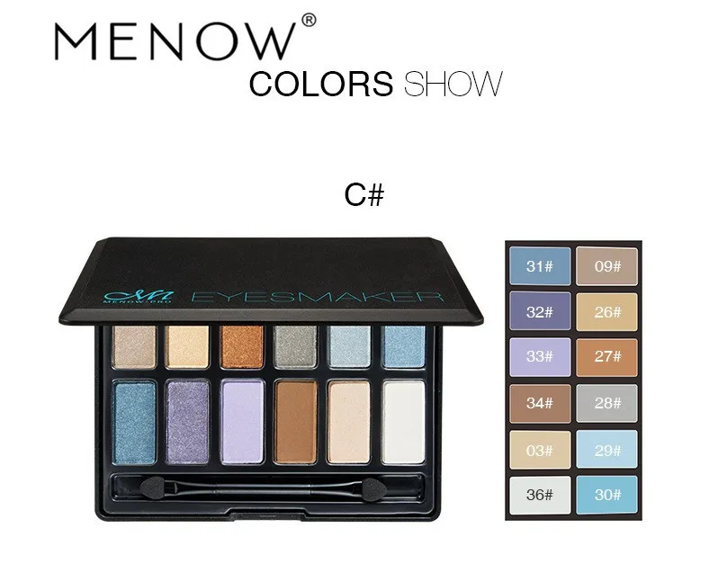 Menow Марка 12 Цветов Matte Eye Shadow Palette прочного Водонепроницаемый дымчатый макияж