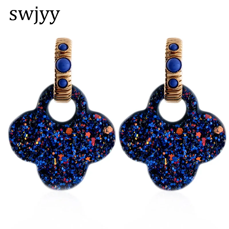 Swjyy Flash Clover Dorp Серьги из кожи большие серьги кольцо для женщин медная серьга