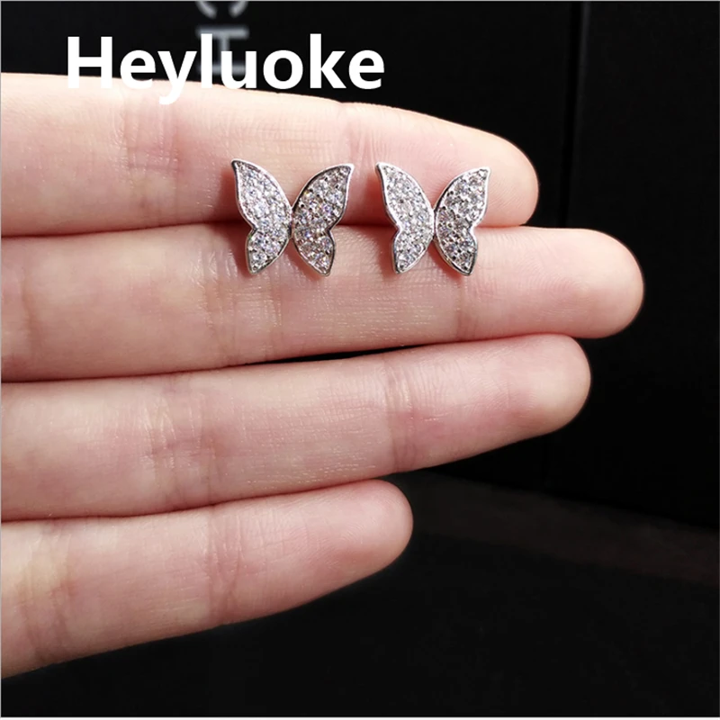 Женские серьги HEYLUOKE Роскошные Разноцветные с бабочкой реальные украшения из