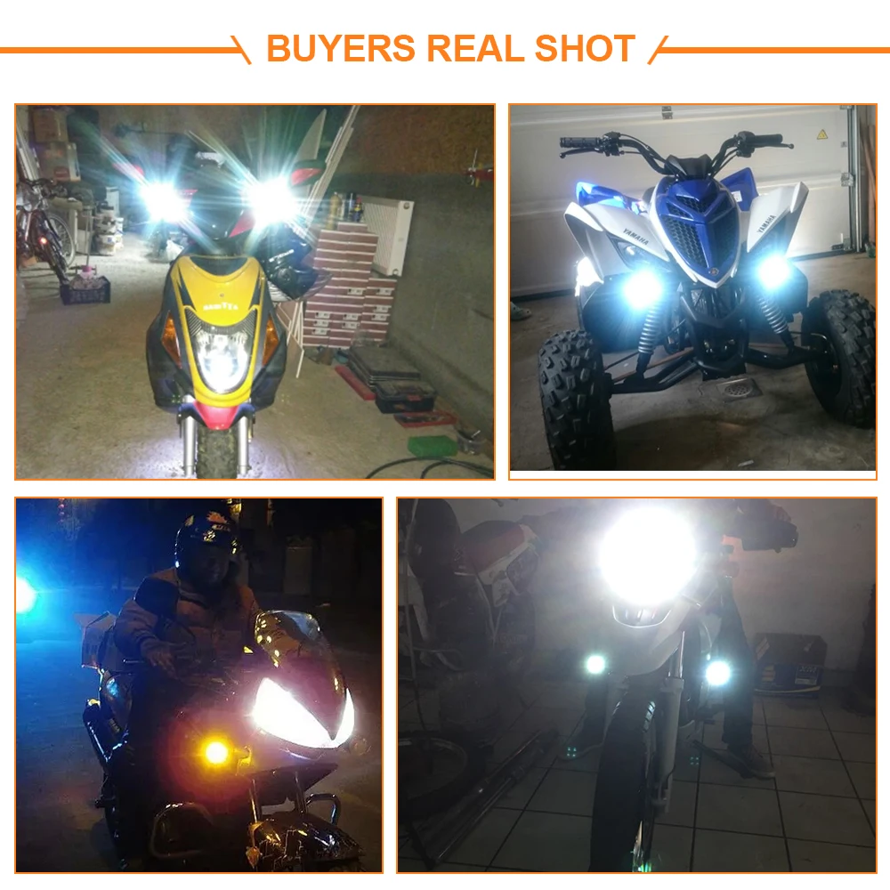 AcooSun Headlight LED Moto Phares moto 15W 1500Lm Motorbike Scooters Brouillard Ampoule Spotlight 6500K White Drive Working Lamp |