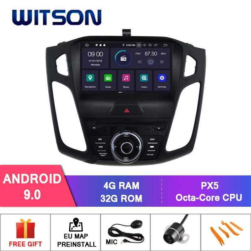 WITSON Android 9,0 1024*600 HD экран для Ford focus автомобильный DVD gps стерео 4 Гб ram+ 32 Гб FLASH 8 Восьмиядерный+ DVR/wifi+ DSP+ DAB+ OBD