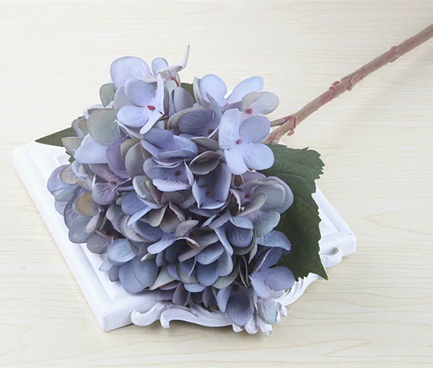 purple 19 см европейские шелковые головки гортензии Искусственные цветы DIY свадебный Декор домашний декоративный головной убор повязка на голову материалы для стен - Цвет: purple