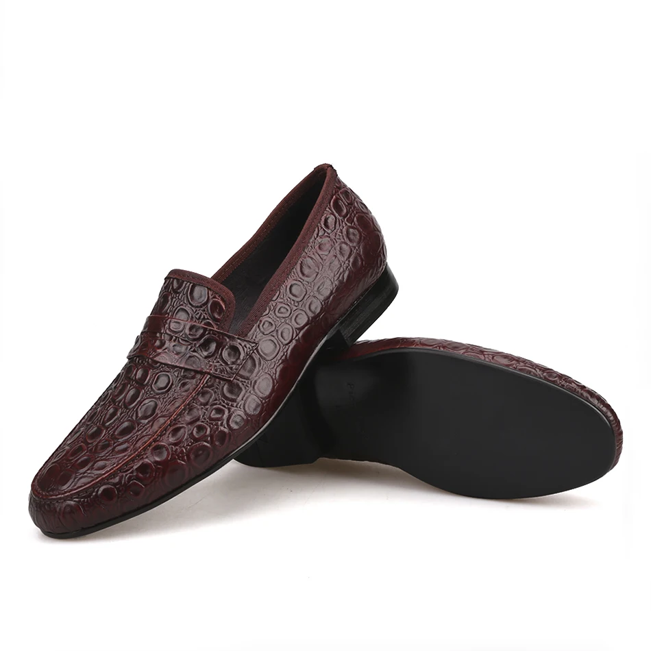 Piergitar 2018 new style Marble Embossing Brown Genuine Leather Loafers Men Casual shoes Men's Flats SIze US 4-17 Free shipping | Обувь