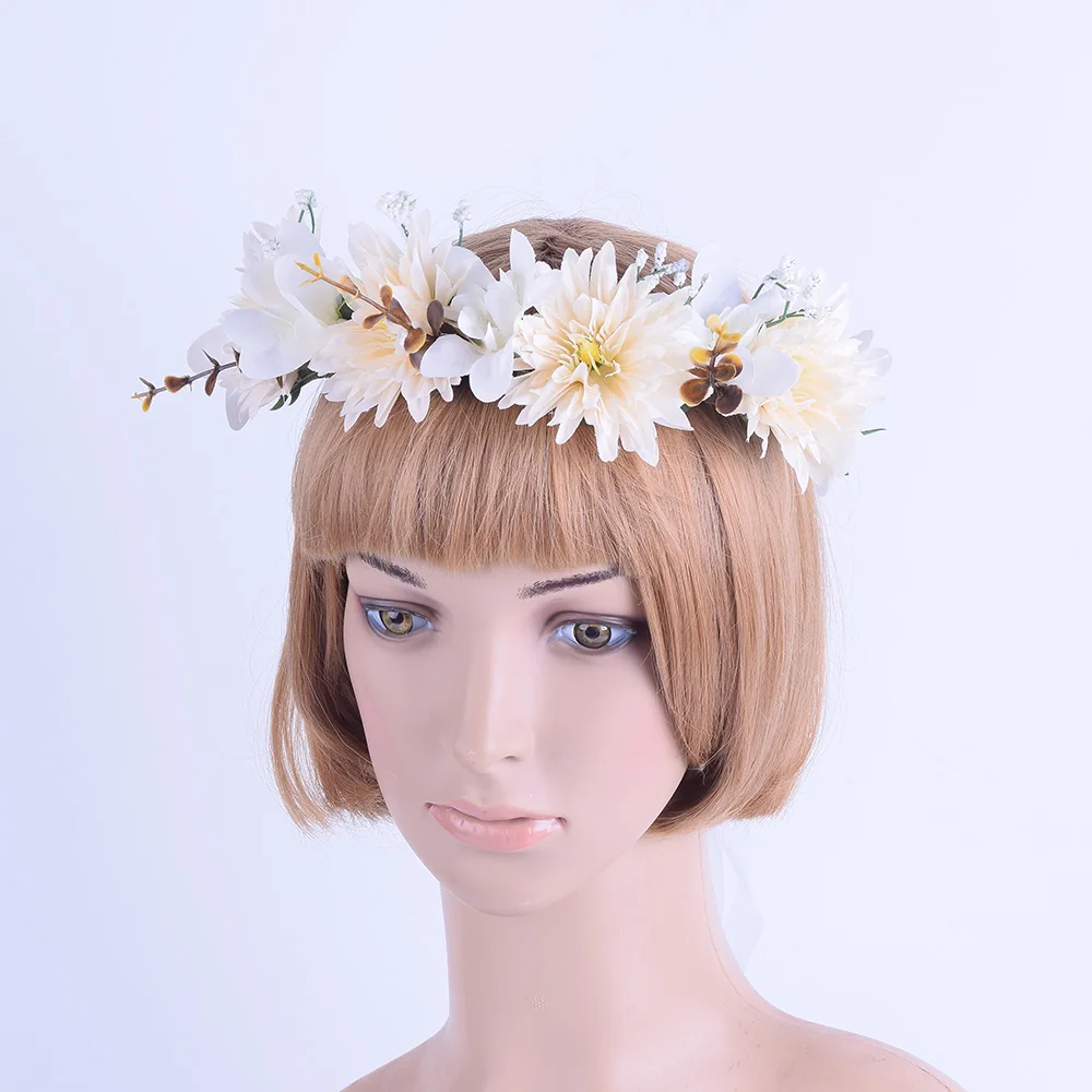 Цветочный венок короны лилий ручной работы CXADDITIONS для свадебной поездки на фестивали декоративное головное украшение для девушки с розами.