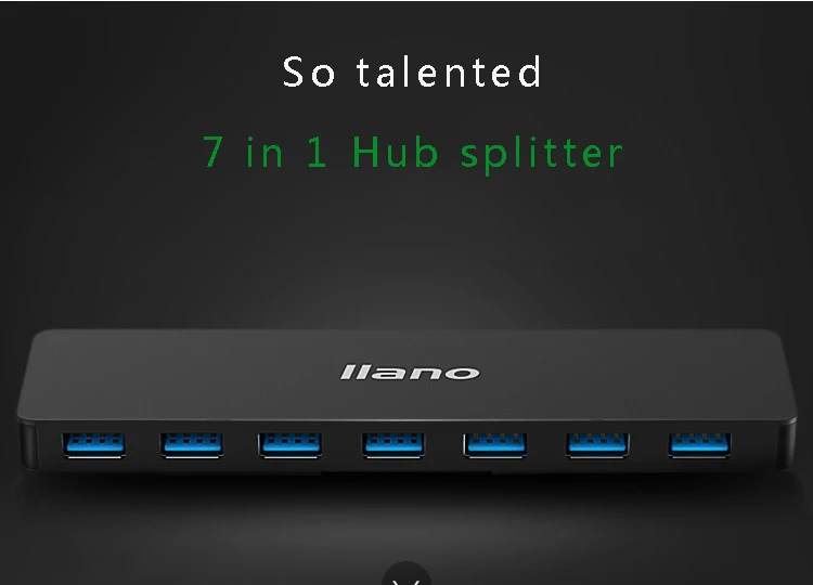Llano 7 портов USB 3,0 концентратор портативный USB3.0 сплиттер адаптер с микро usb питания для ноутбука