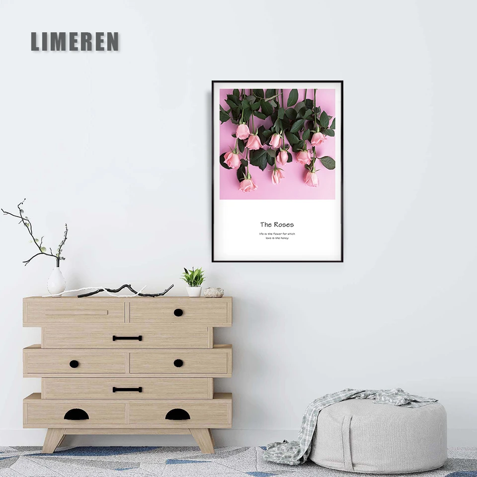 

Romantic Modern Pink Rose Flowers Canvas Paintings Posters Prints Valentine's Gift Wall Art Picture Bedroom Home Decor