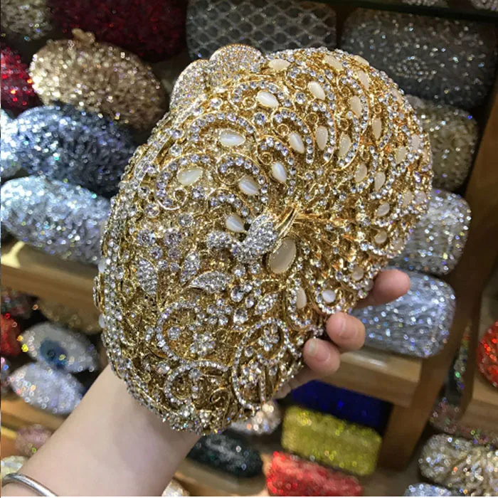 Золотисто серебристые сумочки Minaudiere Женский вечерний клатч с кристаллами