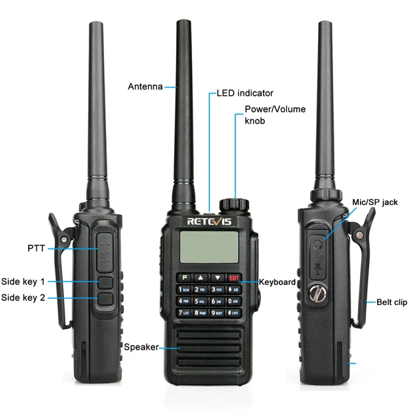 Retevis RT87 IP67 Водонепроницаемый Walkie Talkie двухдиапазонный УКВ DTMF скремблер VOX профессиональной двухстороннее радиолюбитель любительского радио