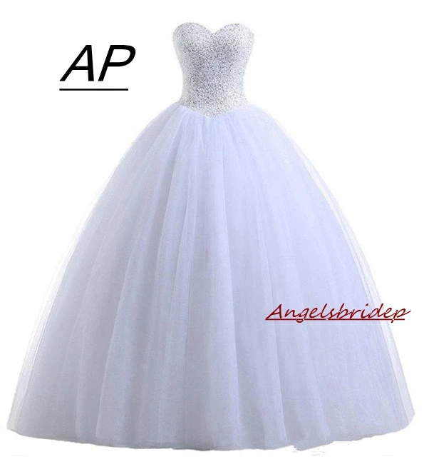 White Angelsbridep Белое Бальное платье Бальные платья очаровательные блестки бисер Сладкие 16 Платья для 15 органза Vestido Debutante - Цвет: White