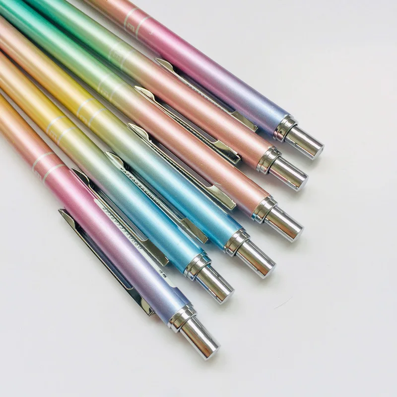 

1Pcs 0.5mm Rainbow Gradient Color Metal Press Mechanical Pencils Student Automatic Pencil Stationery