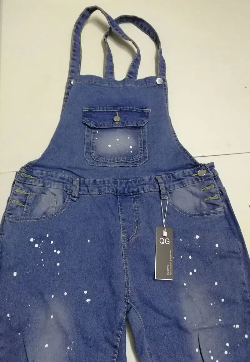 QMGOOD 2018 Women Overalls Plus Size Cool Denim Jumpsuit Straps Ripped Jeans Trousers Skinny Stretch High Waist Female XL |