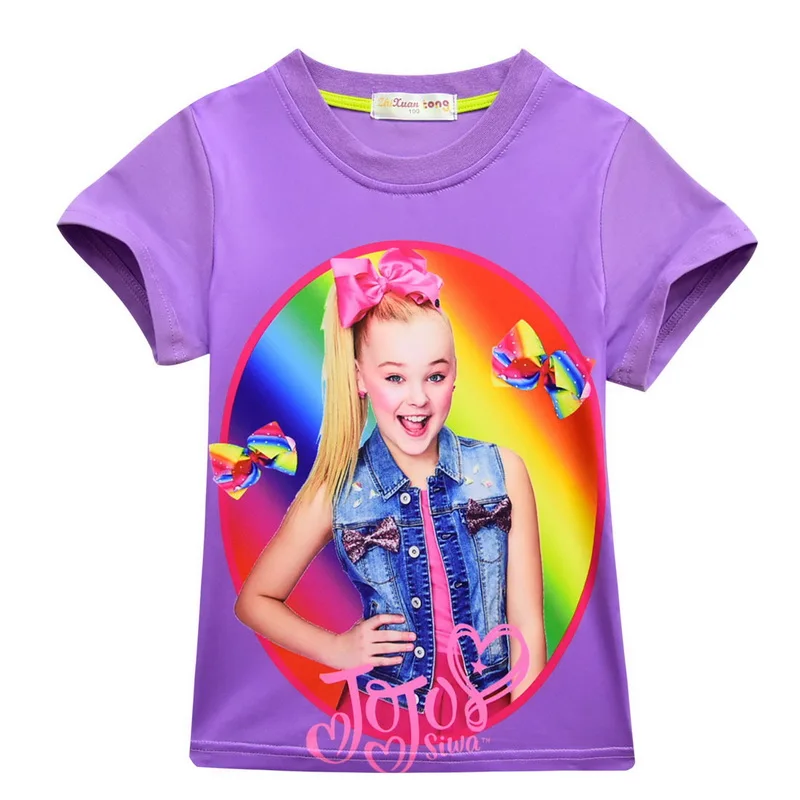 Новая детская летняя футболка одежда для девочек jojo siwa с короткими рукавами
