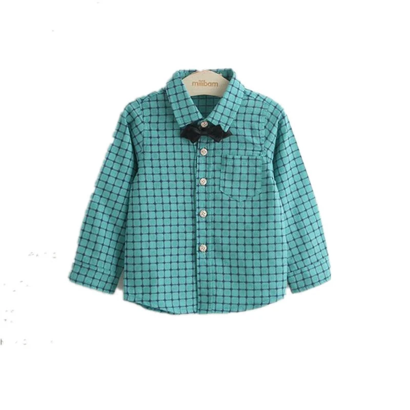 Блузка и рубашки в клетку для мальчиков с длинным рукавом корейские Повседневные