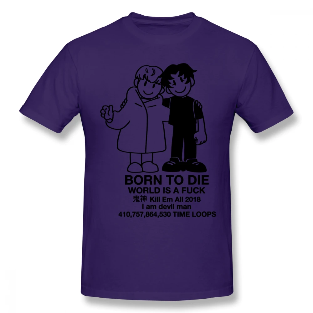 Devilman crybaby Camisetas Rock Мужская футболка с короткими рукавами, хлопковая Футболка с круглым вырезом для мужчин размера плюс, топ на заказ - Цвет: Фиолетовый