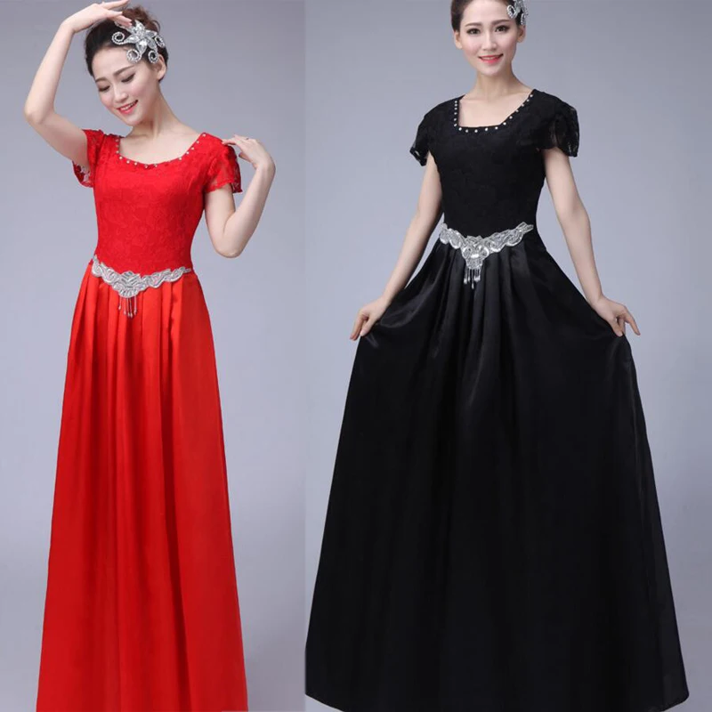 Женский костюм для бальных танцев длинный классический хора сценический